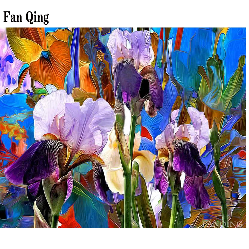 Алмазная 5D живопись сделай сам абстрактная картина с рисунком цветов радужной