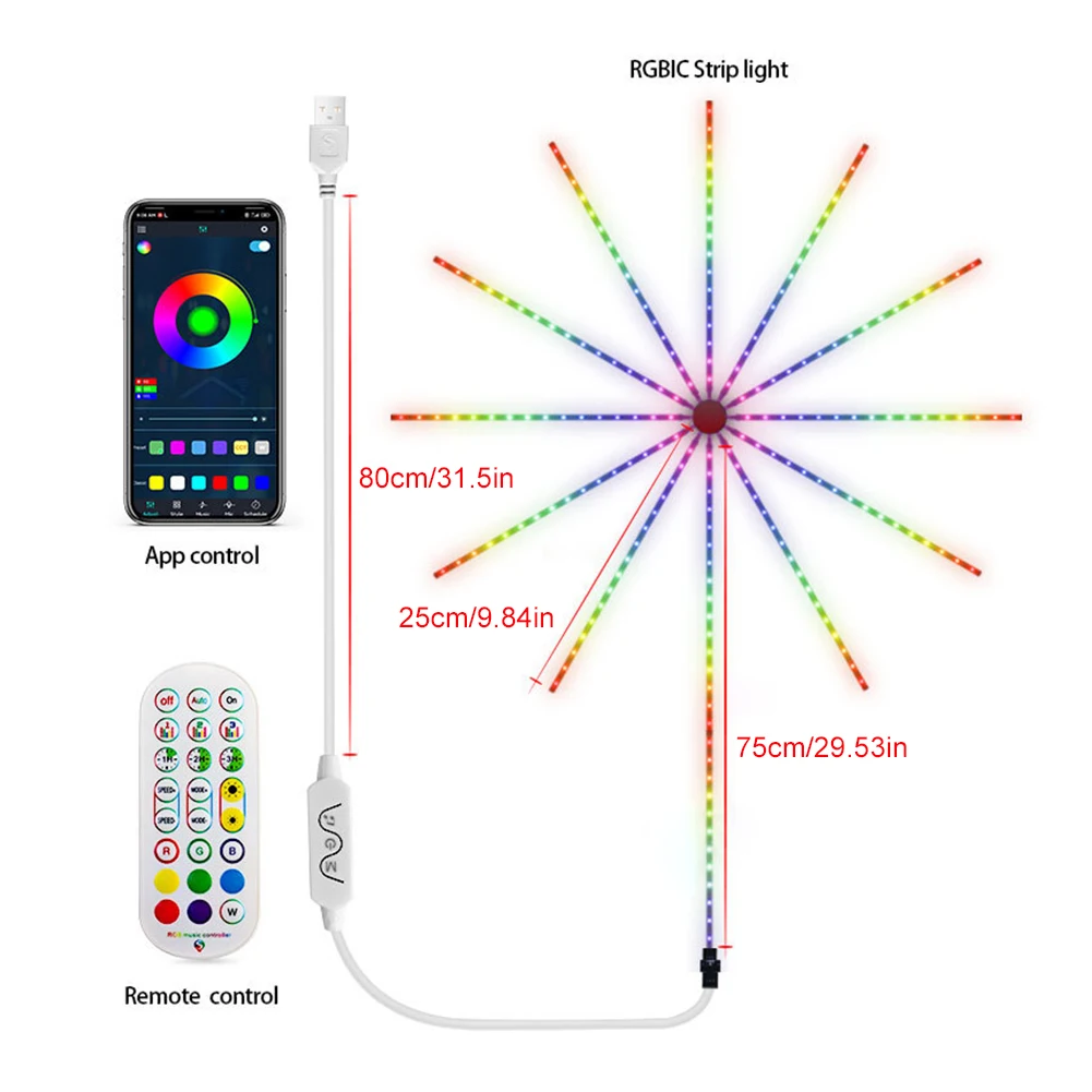 Светодиодная ленсветильник с фейерверком неоновая RGB LED лампа музыкальным