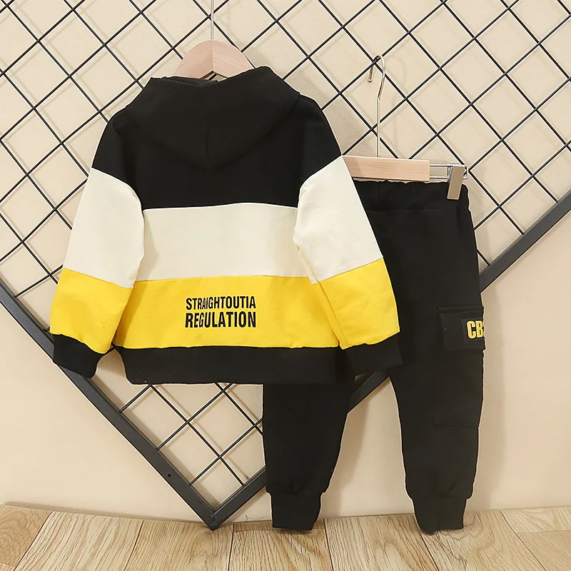 Спортивная одежда для мальчиков детский спортивный костюм топ с капюшоном +