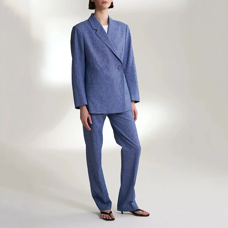 

Women Coat 2020 Autumn and Winter Cotton Blended Double-breasted Casual Suit Jacket Women