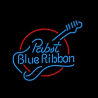 Pabst Blue Ribbon Guitar Neon sign Custom Handmade Real Glass Tube Beer Bar KTV Pub Motel Store Music Display Light Lamp 19"X15"