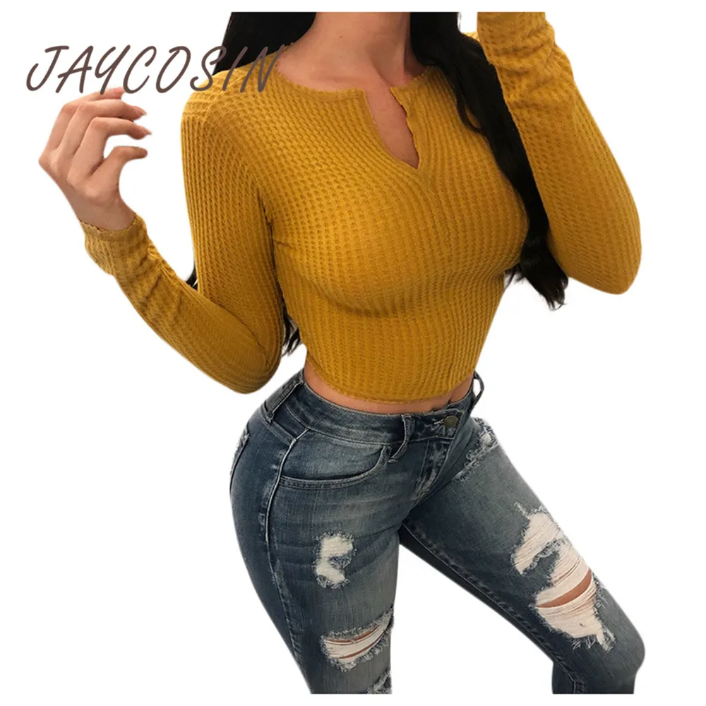 JAYCOSIN Clothes women sweaters and pullovers crop tops ladies Cotton knitted sweater winter 2019 long sleeve top | Женская одежда