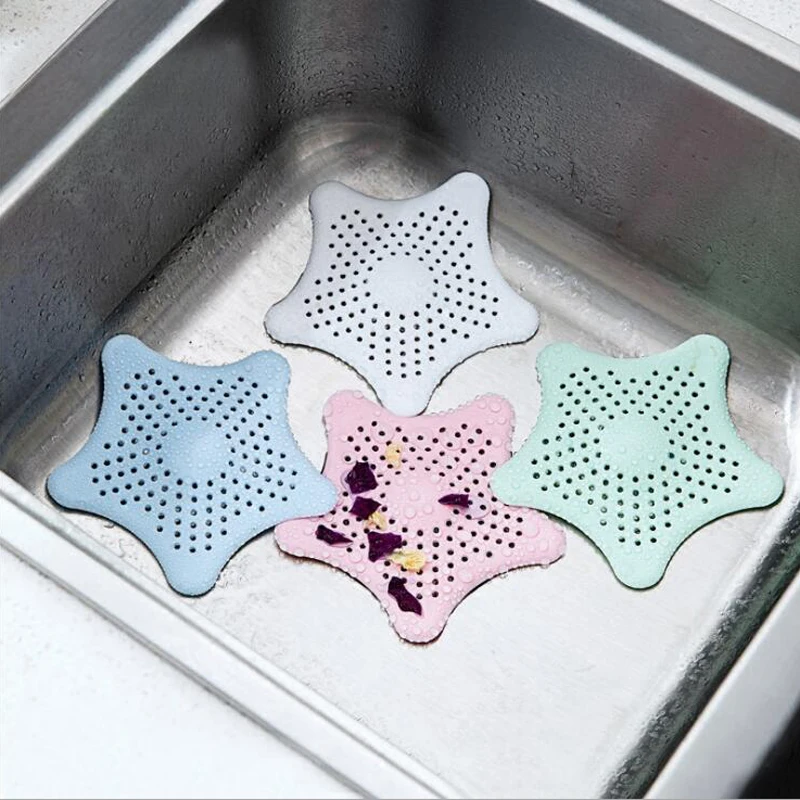 

1pc Sewer Filter Hair Anti-blocking Sink Outfall Strainer Creative Star Starfish Pattern Kitchen Bathroom Accessory