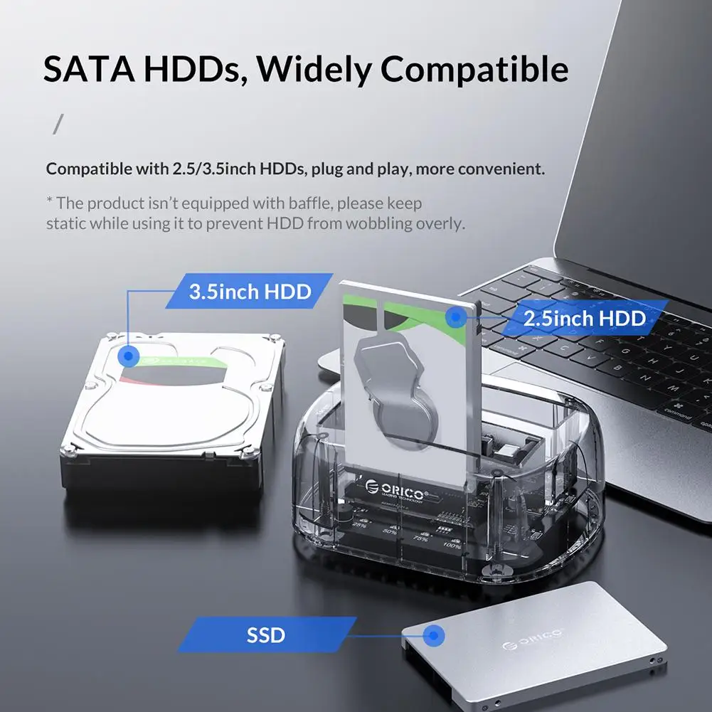 ORICO 2 Bay прозрачный SATA to USB C 3 0 5/3 5 док станция для жесткого диска Аксессуары