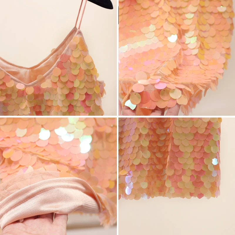 

Camis For Women Woman Vest Hot Sexy Strap Sequined Slim Top Sweet Girl Short Tank Tops Elegant Chic 2021 Fashion New For Party