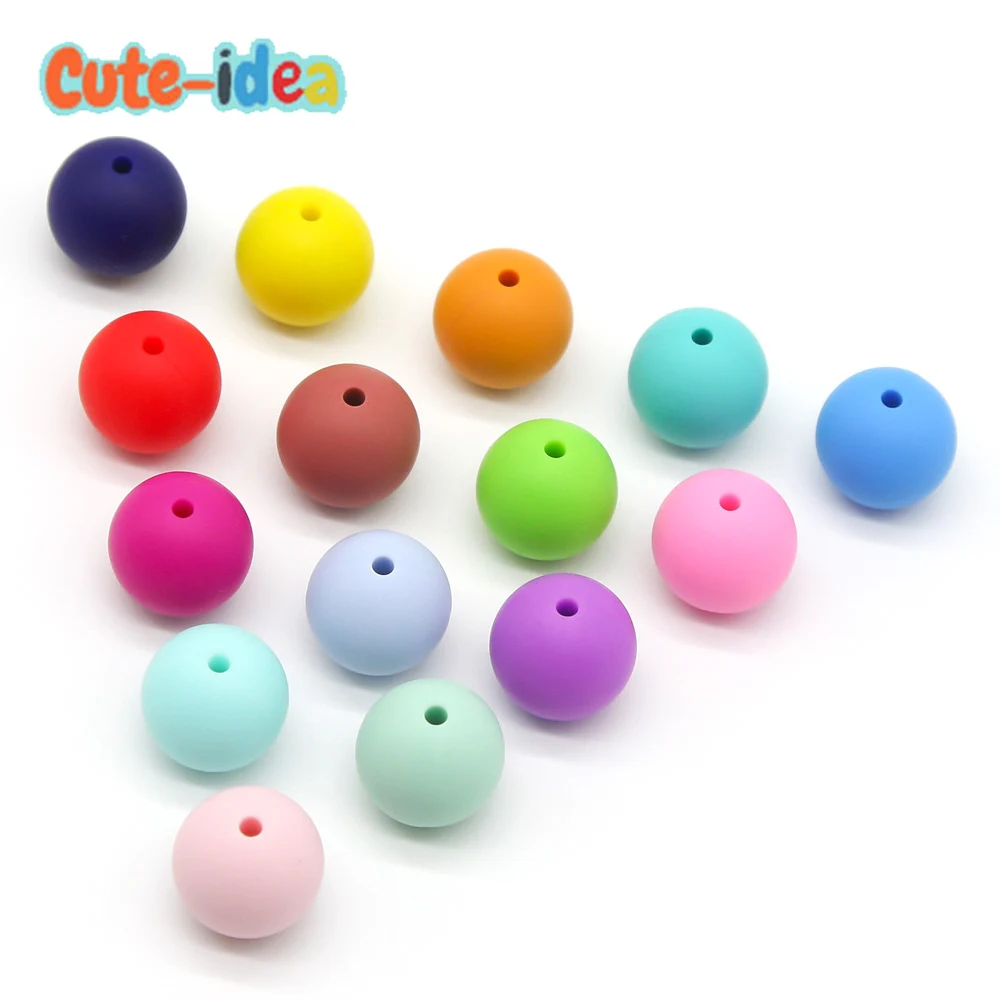 

Cute-idea 300pcs Silicone Beads 12mm Pearl Food Grade Silicone DIY Baby Teething Toy Chews Pacifier clips Nursing Necklace