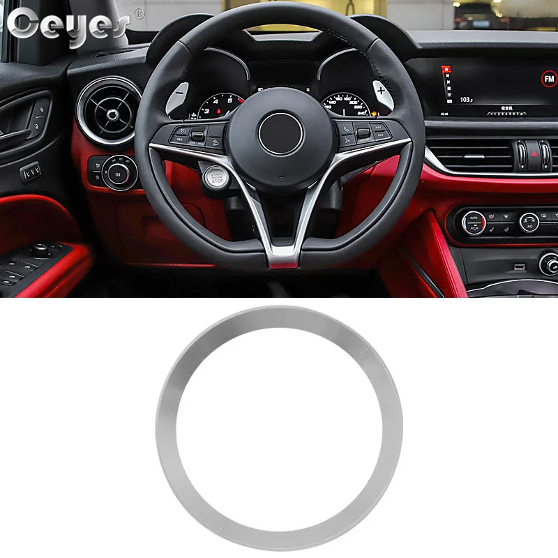 Silver Ring Cover Ceyes автостайлинг кнопка запуска двигателя кольцо Крышка для Alfa Romeo Mito 159 147 156 Giulietta Stelvio 166 аксессуары для интерьера - Название цвета: Silver Ring Cover