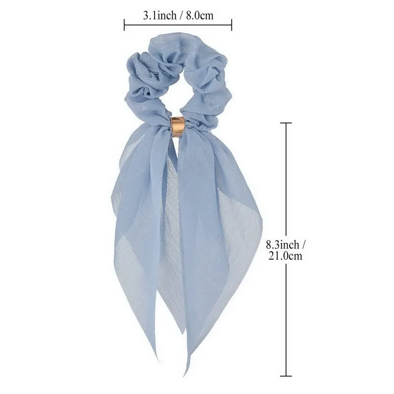 

Hair Accessories Women Vintage Chiffon Print Bow Satin Long Ribbon Ponytail Scarf Hair Tie Scrunchies Girls Elastic Hair Bands
