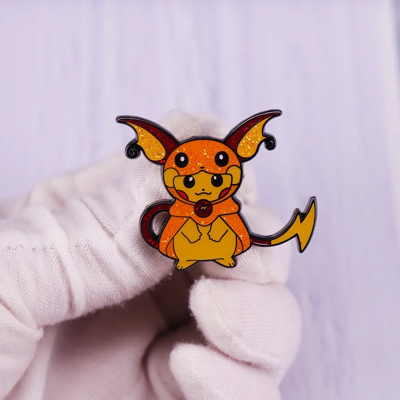 Japanese Style Anime Movies Enamel Pin Pikachhuu-Raichu Glitter Brooch Badge For Fans Collectible Gift | Украшения и аксессуары