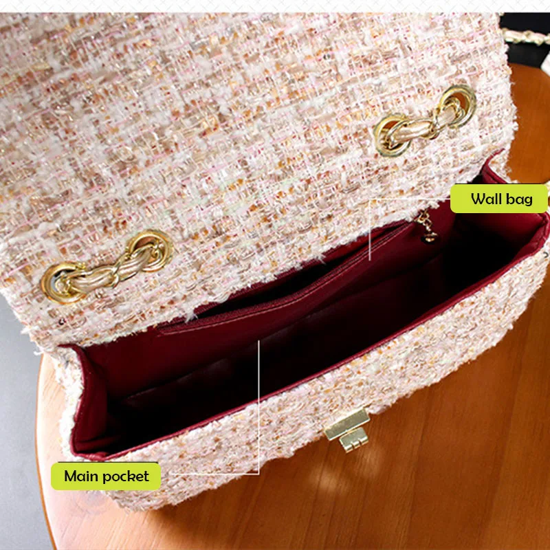 Женская шерстяная клетчатая сумка с двойным клапаном сумочка в клетку кошелек 2020