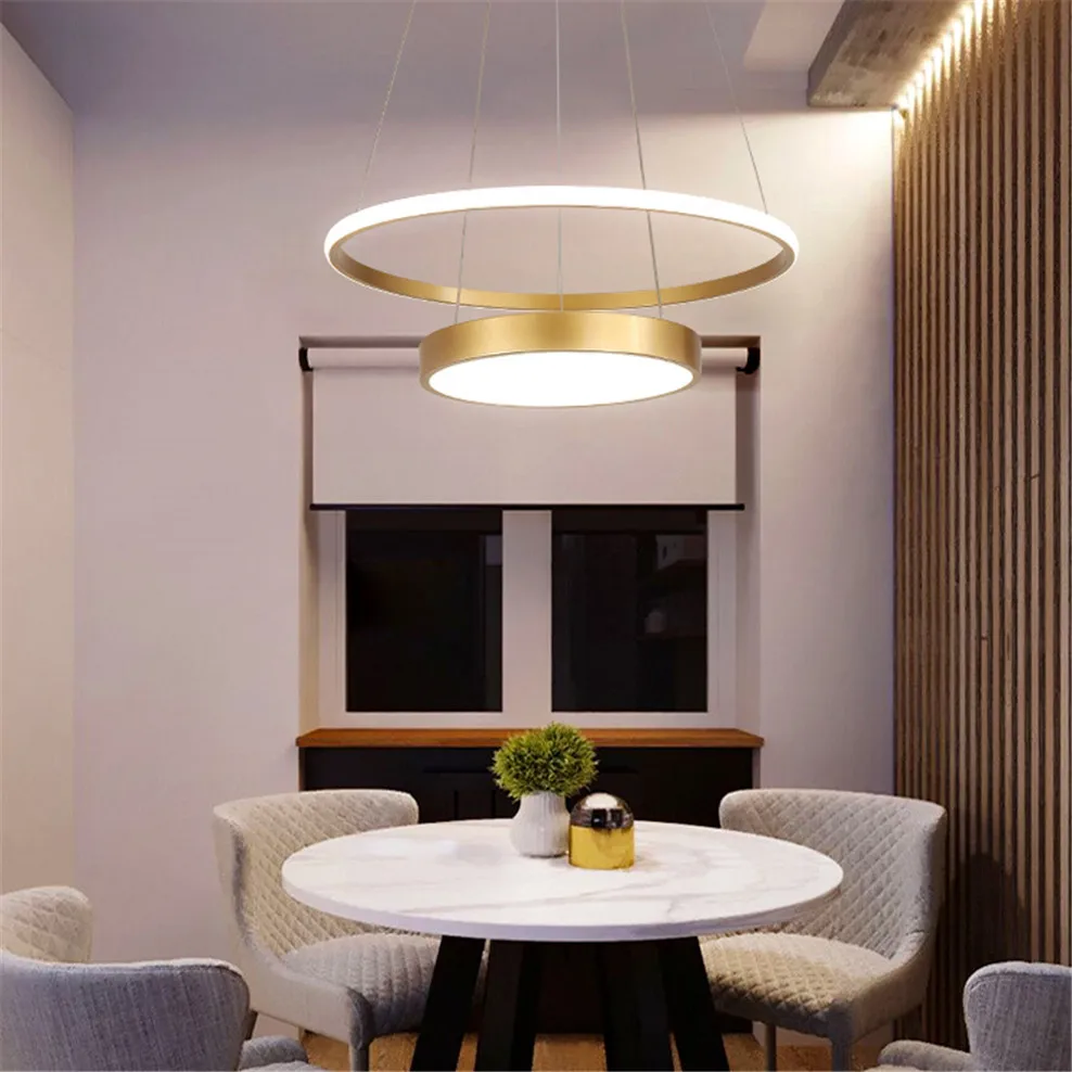 Goede Nordic Mode Led Ring Acryl Hanger Verlichting Voor Hotel Eetkamer Persoonlijkheid Keuken Verlichting Armatuur Bar Schorsing Glans