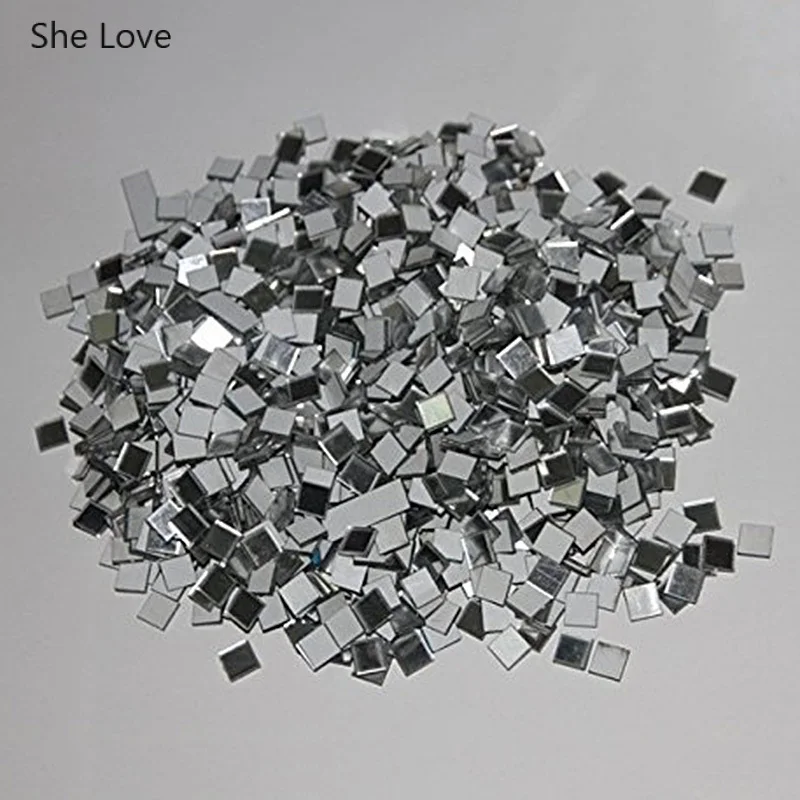 as photos She Love, 100 шт./лот, мини квадратная стеклянная зеркальная мозаика, 2x2 см, для рукоделия, товары для домашнего творчества, украшения дома - Цвет: as photos