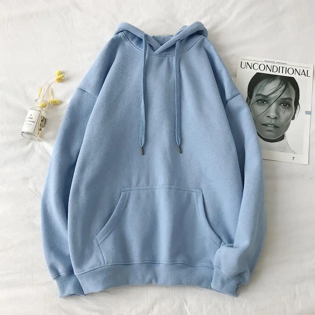 

YICIYA 2021 Dikker Warme Truien Lady Fashion Tops Katoen Kleuren Sweatshirt Oversized Vrouwen Kleding Solid Hooded Vrouwelijke