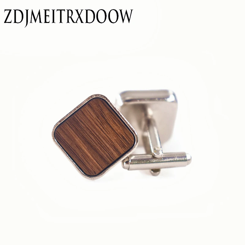 

Wooden Square Cufflinks For Mens Gifts Large Round Cufflink snowflake skull vortex For Wedding Party Black Walnut