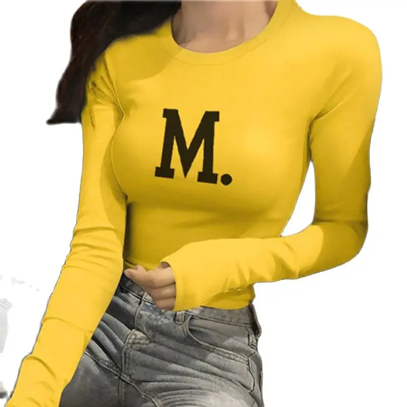 Укороченный Топ весна-осень новые стильные короткие топы с завышенной талией и