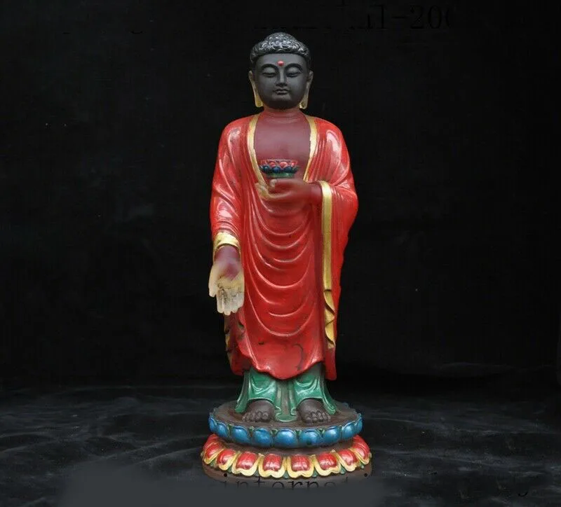 

wedding decoration China Buddhism Glaze painting gold Sakyamuni Shakyamuni Tathagata Buddha statue