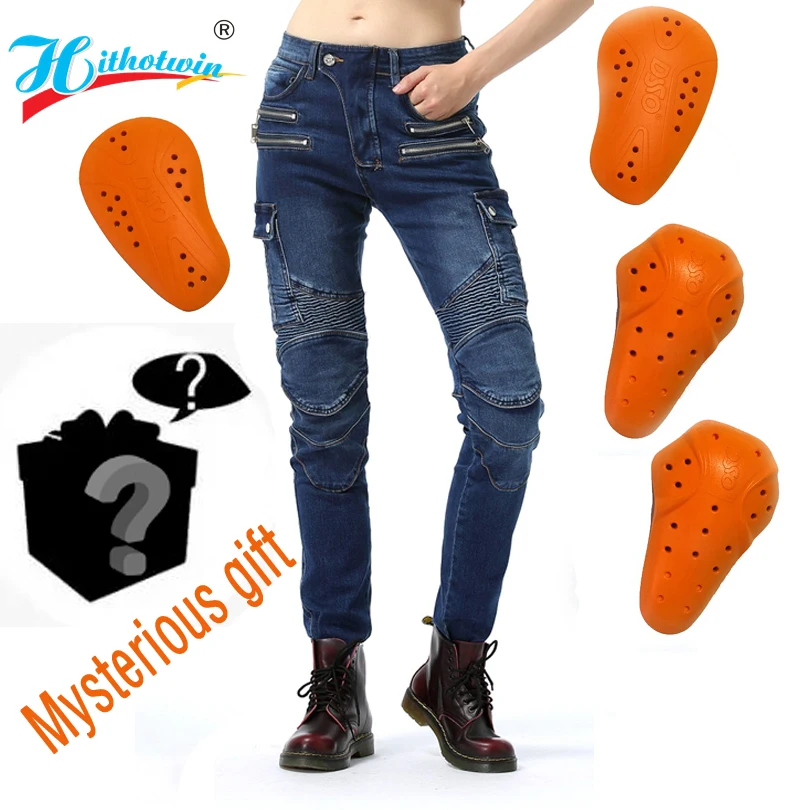 Good shape Women Motorcycle Jeans slim Moto Riding Off-road Trousers Motocross Pants Zipper Design With Protective Gear | Автомобили и