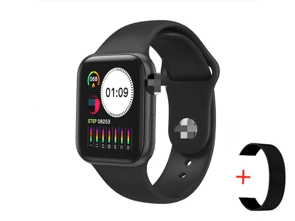 black add strap Полный сенсорный экран Bluetooth Смарт часы сердечного ритма кровяное давление Фитнес браслет PK Iwo 8 Iwo 10 Smartwatch W58 женщина мужчина - Цвет: black add strap