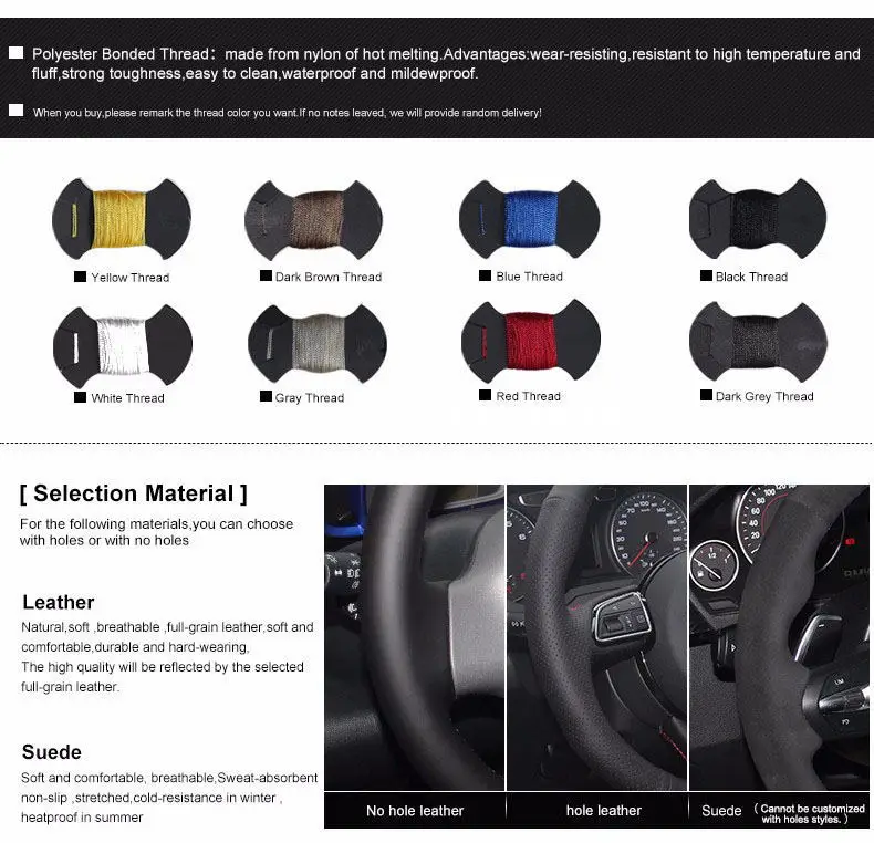 

Top Leather Car Steering Wheel Wrap Cover For Volvo S80 2010 XC60 2010-2013 XC70 2011