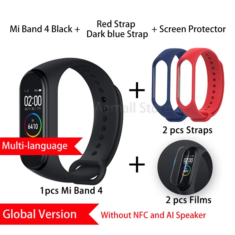 GLRedDarkblue Xiaomi mi Band 4 Global 135 мАч mi band 4 Цвета экран Bluetooth 5,0 Браслет фитнес HeartRate браслет китайская версия - Цвет: GLRedDarkblue