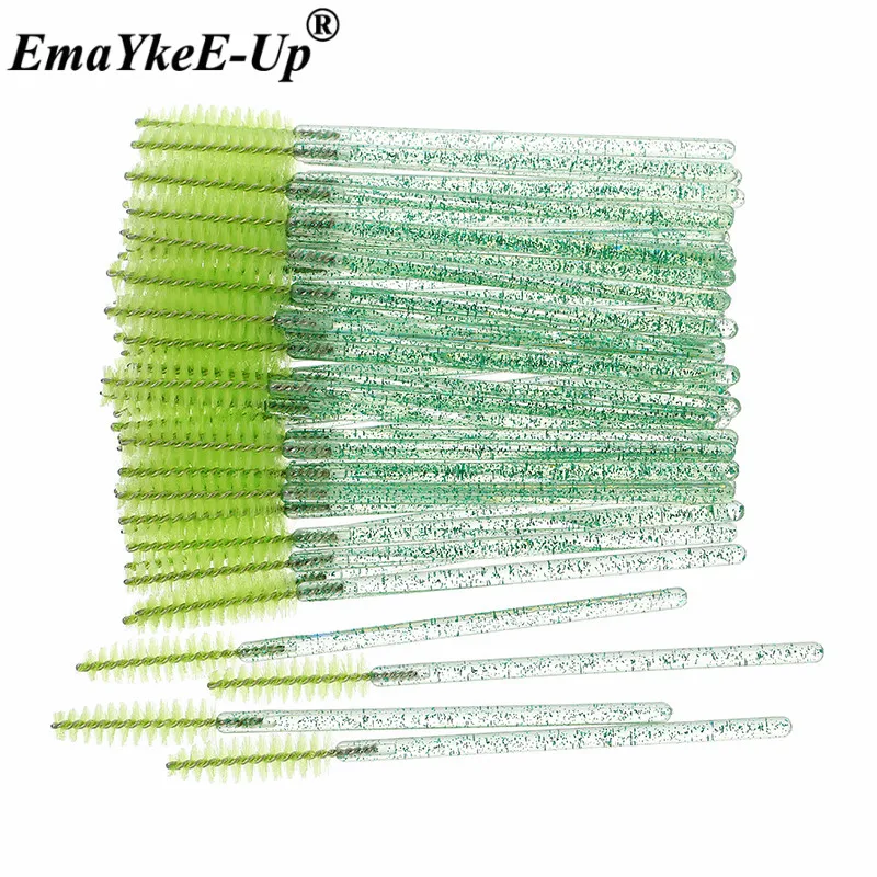 Crystal Green 50 шт Женские Модные кисти для ресниц, одноразовые кисти для макияжа, Хрустальные кисти для бровей/ресниц/туши для ресниц, кисти для ресниц - Цвет: Crystal Green