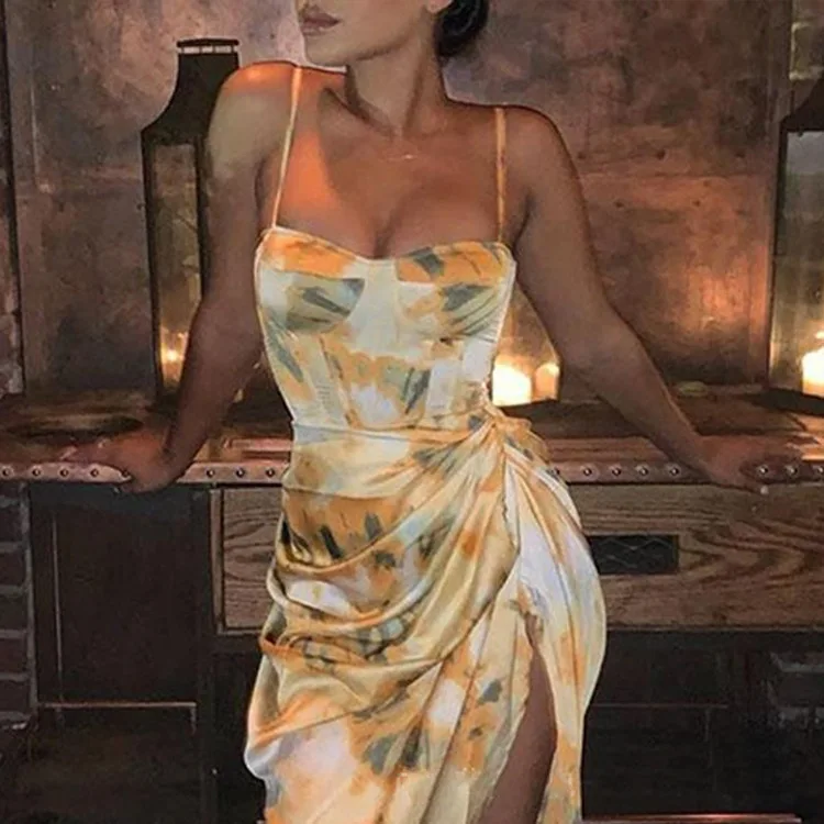 

2021 summer new fashion slim sexy sling print dress dress for women