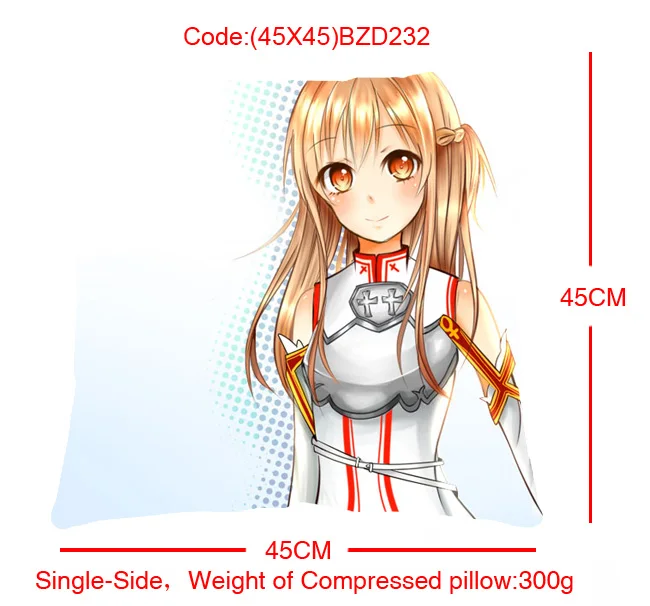 IVYYE 45x45CM Sword Art Online Role Anime Customized Pillow Case Home Bedroom Pillows Cover Cartoon Decorative Pillowcase | Дом и сад