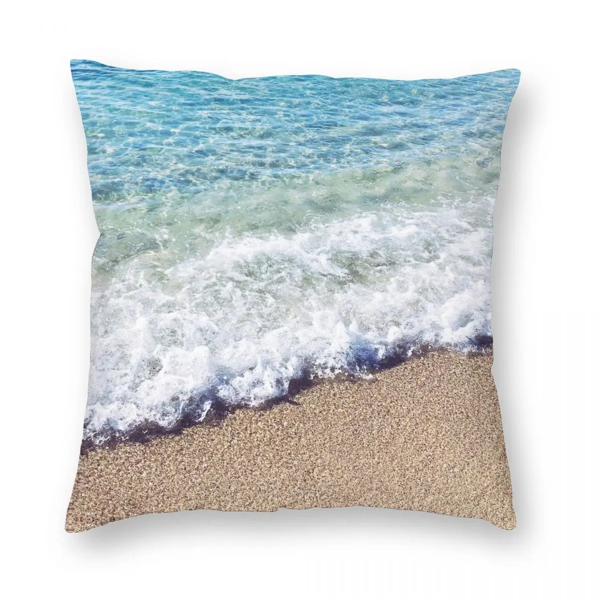

Ocean Blue Shore Waves Square Pillowcase Polyester Linen Velvet Printed Zip Decorative Home Cushion Cover 45x45