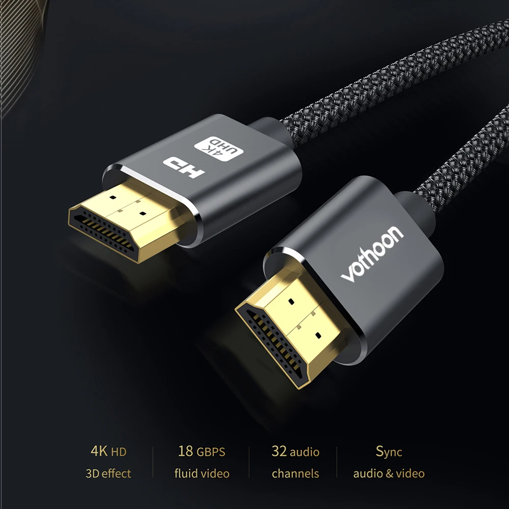 Vothoon 4K HDMI Cable HDMI to HDMI 2.0 HDR 4K 60Hz Cable for TV LCD Laptop Projector Computer PS4 TV 1m 2m 3m HDMI Cable