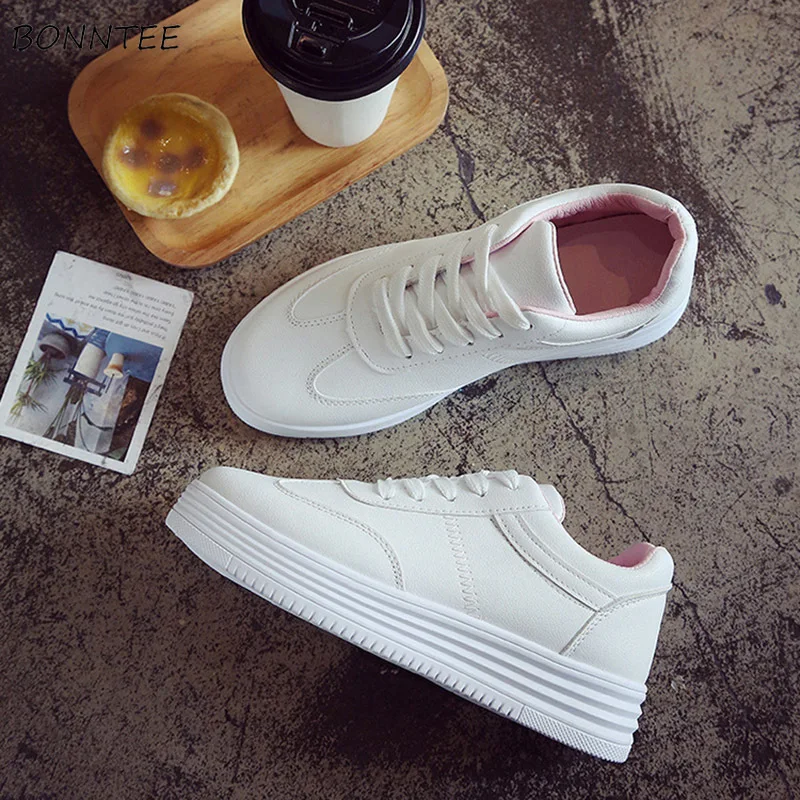 Кроссовки женские из ПУ кожи Вулканизированная подошва дышащие повседневная