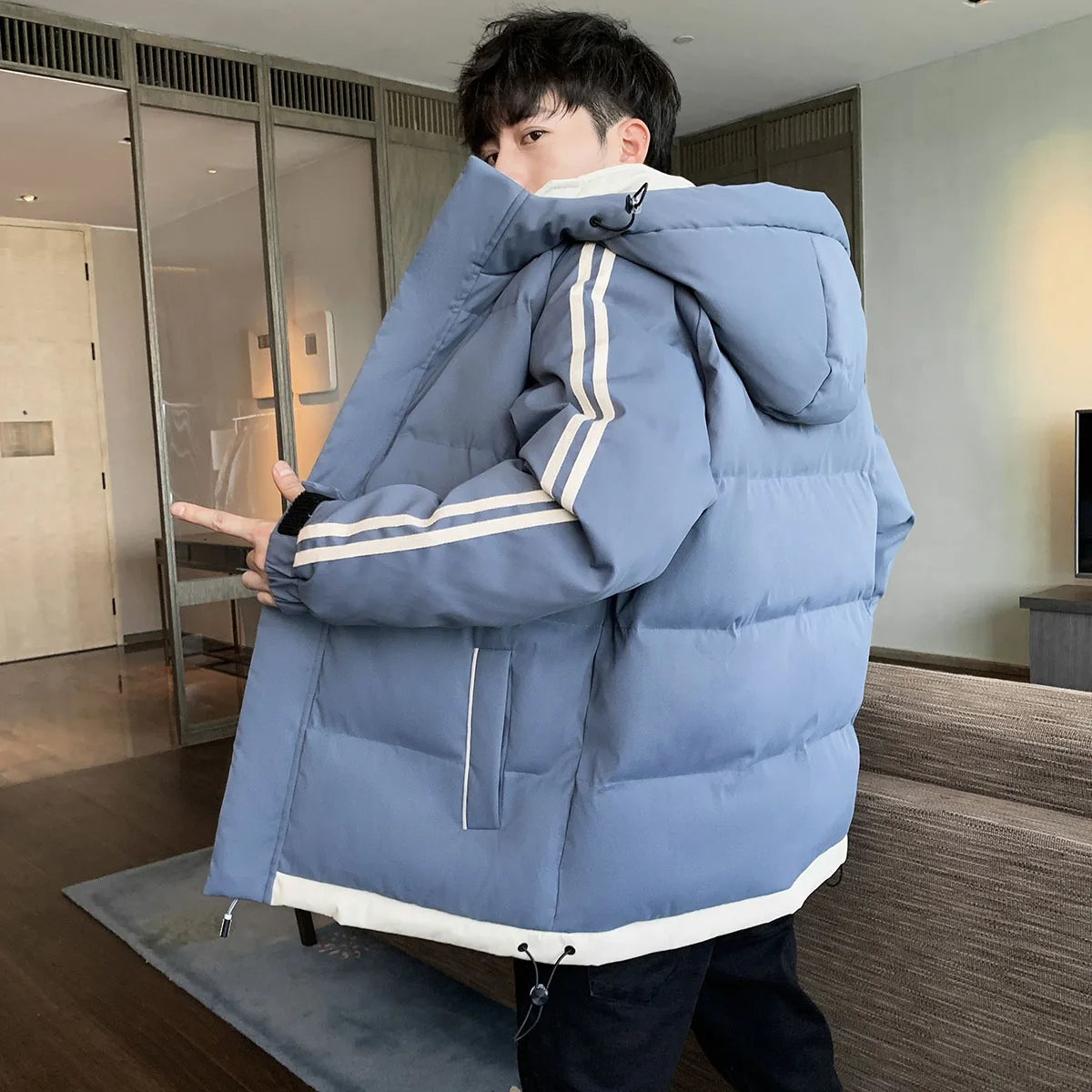 Oversize 2021 Winter New Casual Men's Cotton-Padded Jacket Warm Windproof Hooded Parkas Cold Autumn Outwear Thick Coat Clothing