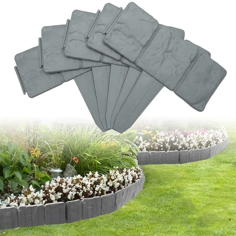 

Garden Plastic Fence Edging, 5 Piece Gray Fence Stone Hammer, Spring Patio Lawn Garden Fence Garden Decoration For Landscape Wa