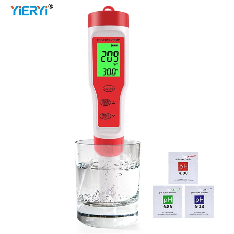 Измеритель температуры воды 4 в 1 PH/TDS/EC портативный цифровой тестер для питьевой |