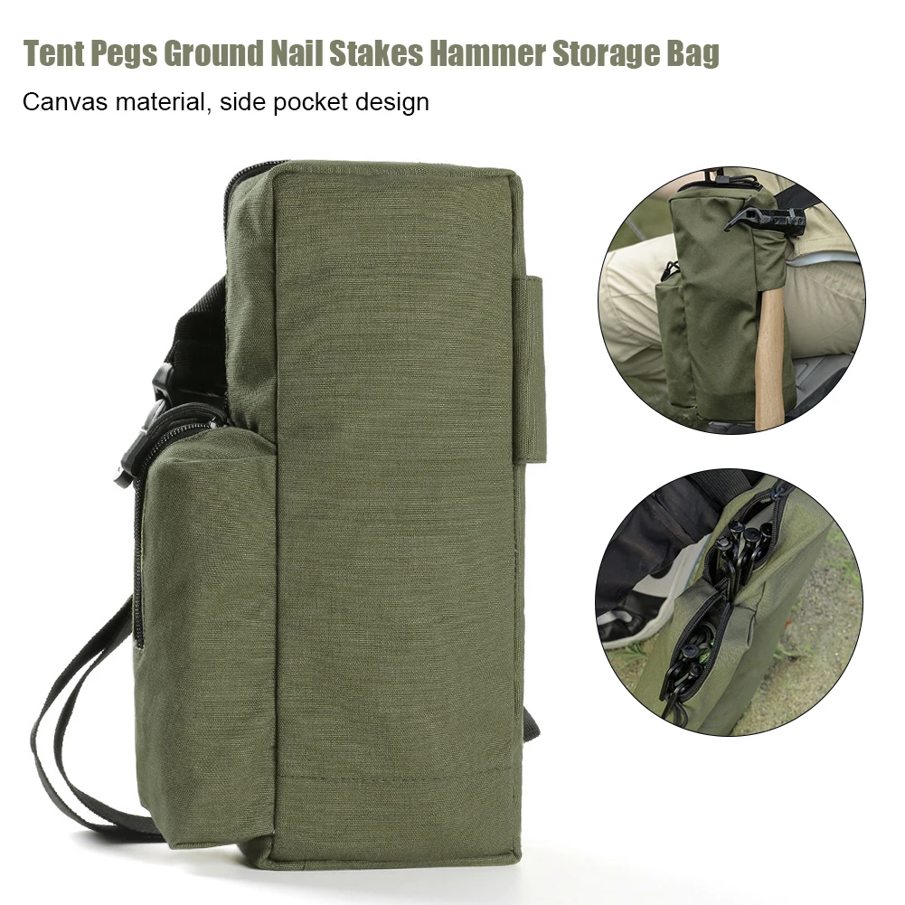 

Tent Peg Bag Camping Tools Storage Bag Large Capacity Tent Stake Bag Canvas Ground Nail Hammer Stake Organizer Camp Accessorie