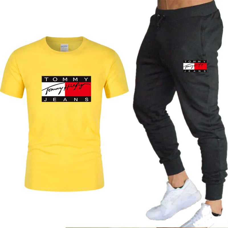 

2021 New Fashion Hot Sale Printed T-shirt Sports Suit Casual Running Wear Summer Short Sleeve 2-Piece Set