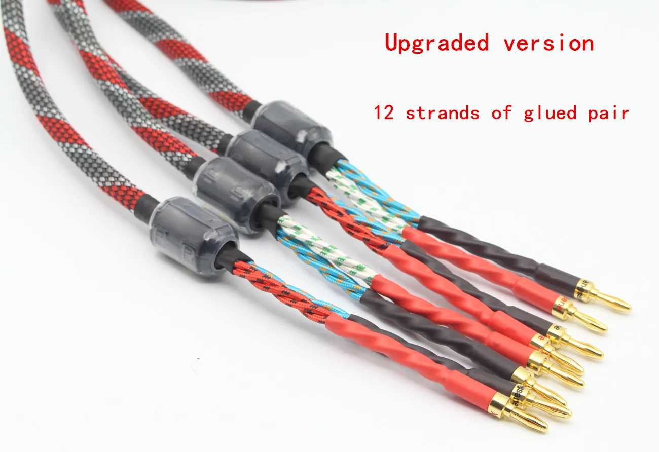 

Pair Xygen-free Copper Speaker Cable HiFi Audio Line Banana Plug