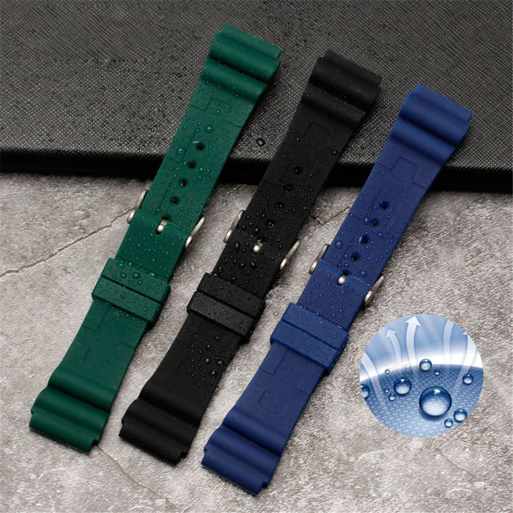 Ремешок силиконовый для часов Seiko спортивный водонепроницаемый браслет дайвинга