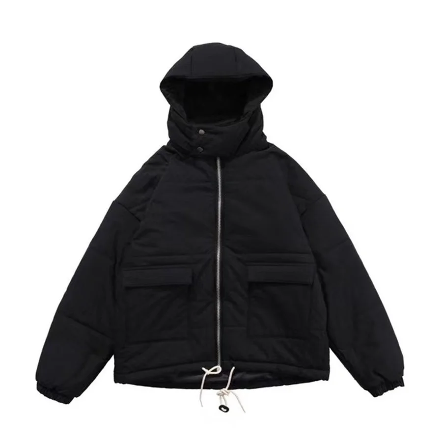 

Down Represent Jacket Men Women Windproof Collar Zipper Represent Coats Thicken Hooded Outerwear Oversize