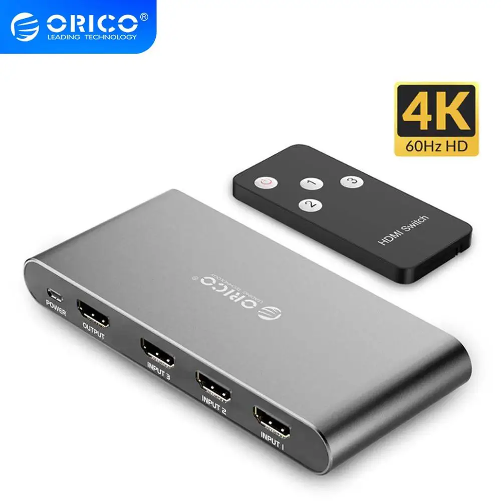 ORICO HDMI переключатель сплиттер 4K 60Hz HDMI2.0 коммутатор 3 входа 1 выход для ПК ноутбука