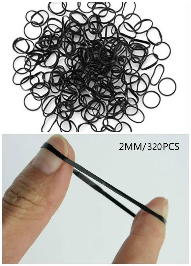 

One-time mini rubber band, soft elastic band non-slip small hair band 2*20mm 320pcs/bag