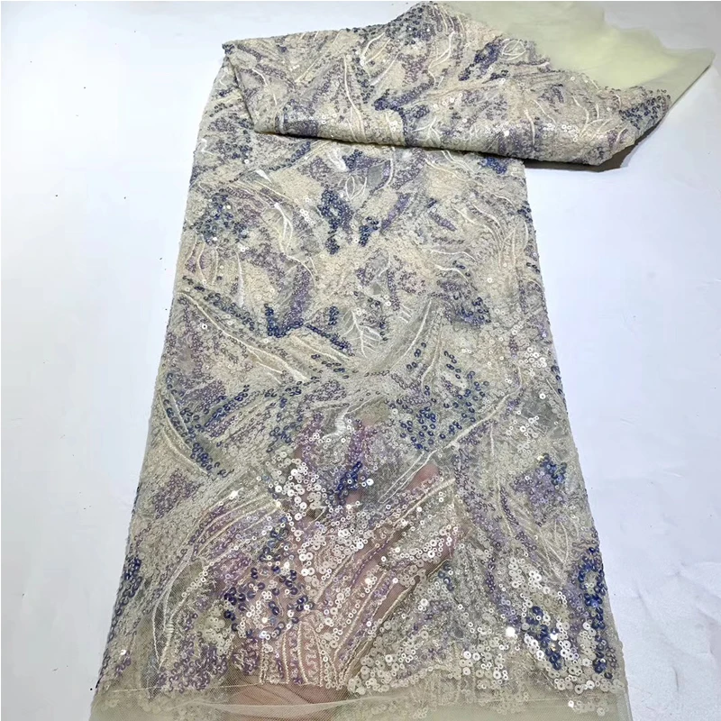 

Latest African lace Fabric 2020 High Quality Lace Net Tulle Tissue Sequins Embroidery Elegant Beauty For Party Dress