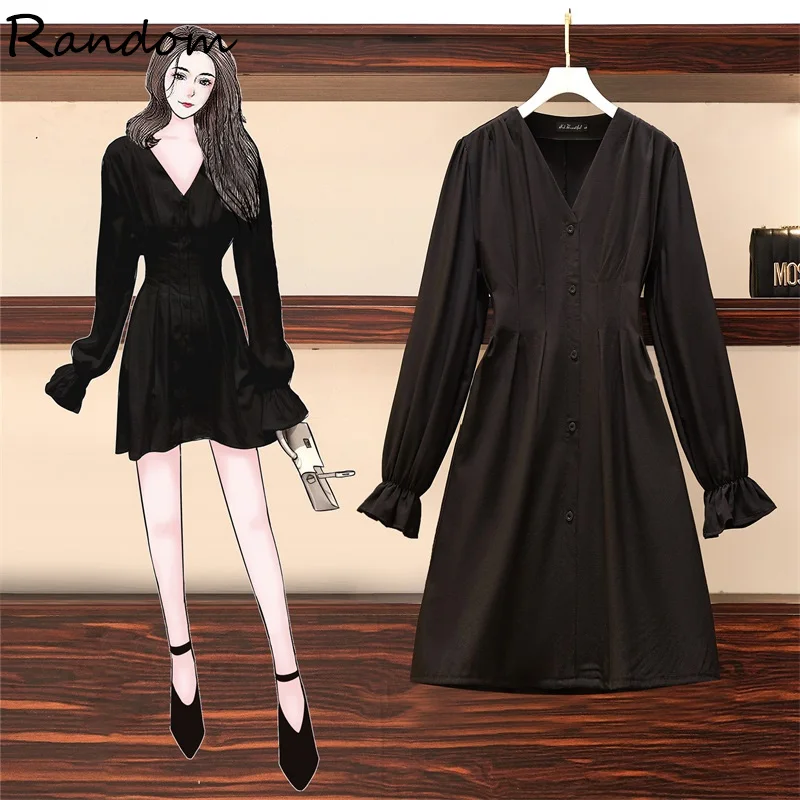 Женское однобортное мини-платье размера плюс винтажные черно-белые платья