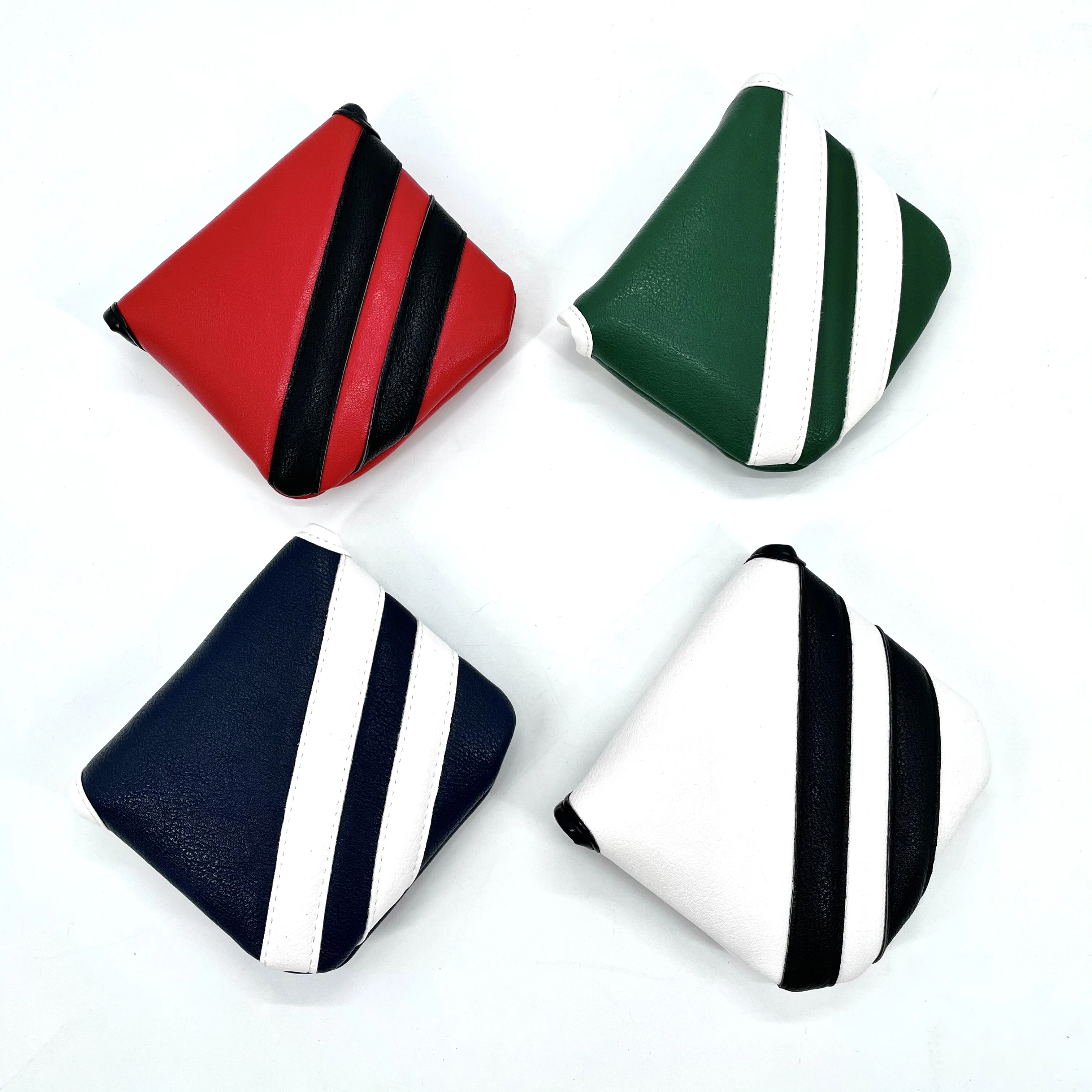 Golf stripe Putter Cover Classics Design Leather Golf Square Mallet Putter Headcovers Golf Club Head Cover PU Leather .