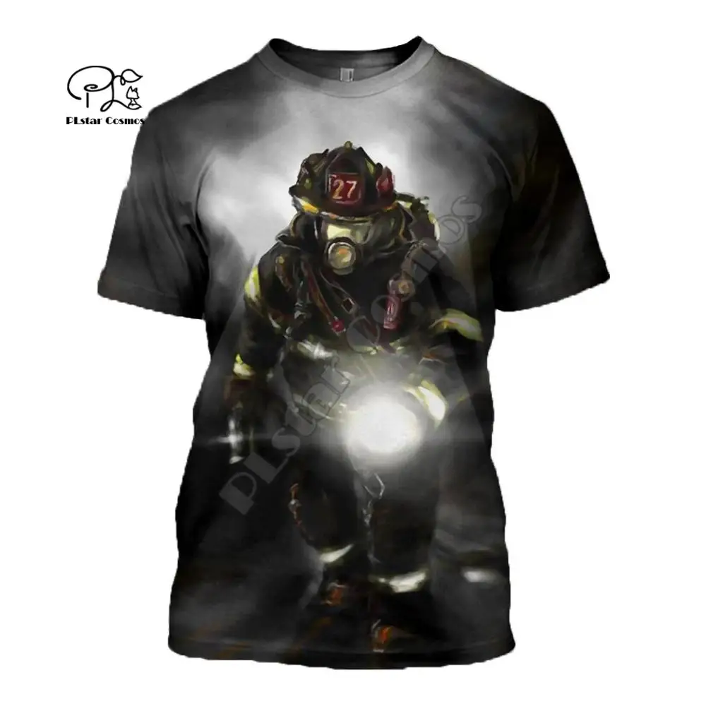 

PLstar Cosmos FireFighter Firemen Hero 3DPrinted newest t shirt summer Short sleeve shirt street Casual T-shirt Tops style-b
