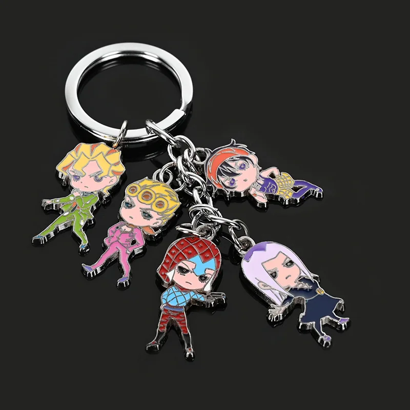 

JJ Bizarre Adventure Keychain Charms Kujo Jotaro Key Chain Accessories Alloy Key Ring Wallet Car Keychains for Ladies