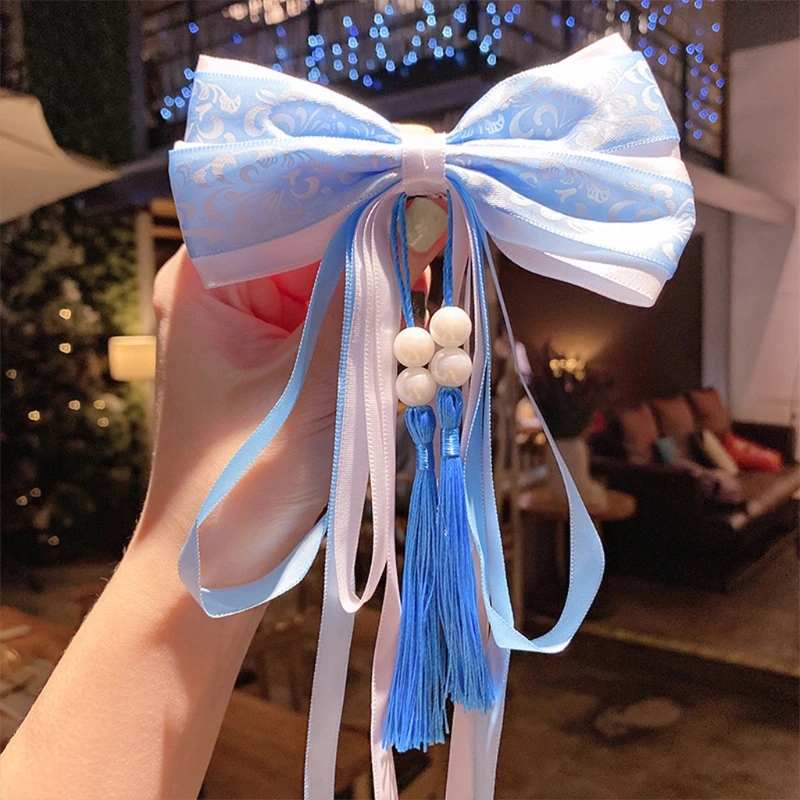 

2 Styles Baby Girls Chinese Style Hair Clips Furry Balls Bows Flower Tassels Barrettes Kids New Year Festival Party Hairpins