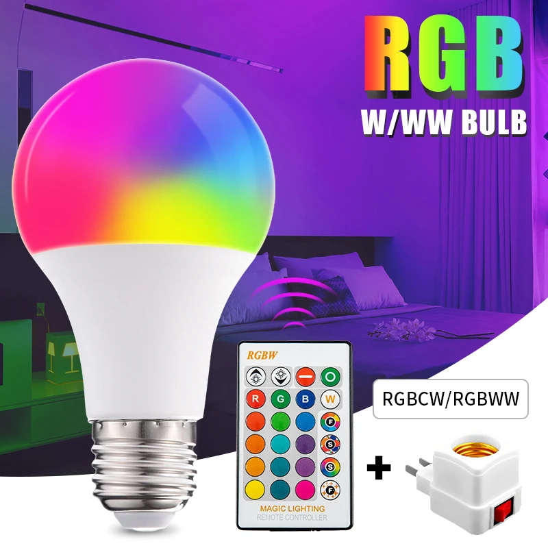 RGB светодиодный ные лампы с светильник елем света 220 В RGBW E27 7 Вт/15 Вт/20 Вт