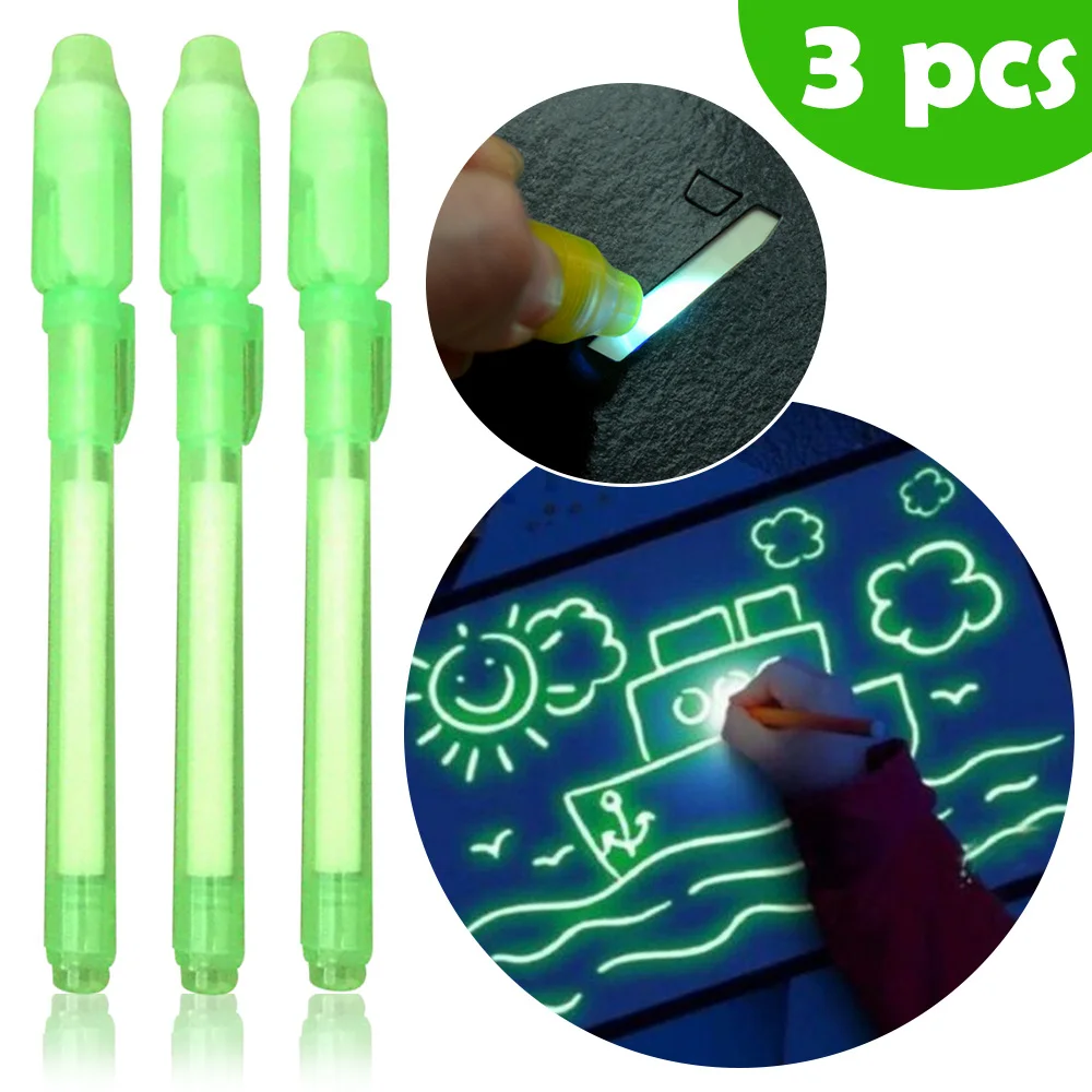 Ручка-маркер детская с УФ светильник 3 шт. невидимые Исчезающие чернила маркеры