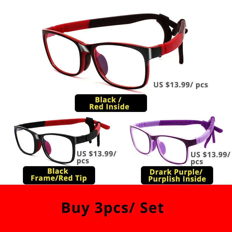 3RedBlackPurple VANLOOK, прозрачные детские компьютерные очки для детей, анти-голубые очки, оправа для очков, Oculos De Grau, модные силиконовые очки - Цвет оправы: 3RedBlackPurple
