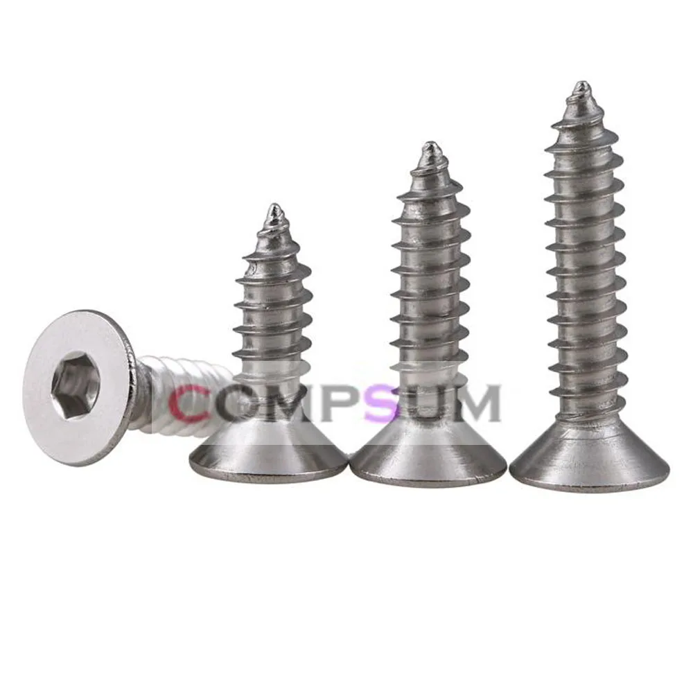 

Compsum M3 M4 M5 stainless steel 304 flat head hexagon socket self-tapping screw countersunk head hexagon hexagon self-tapping